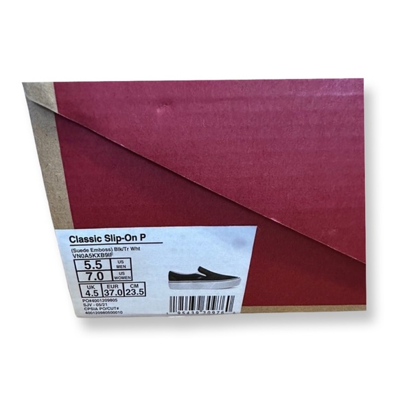 Vans Unisex 1.5” platform Classic Slip-On Embossed Suede Black/True White NIB - Picture 12 of 15